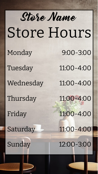Store Hours of Work Digital Display sign Template | PosterMyWall