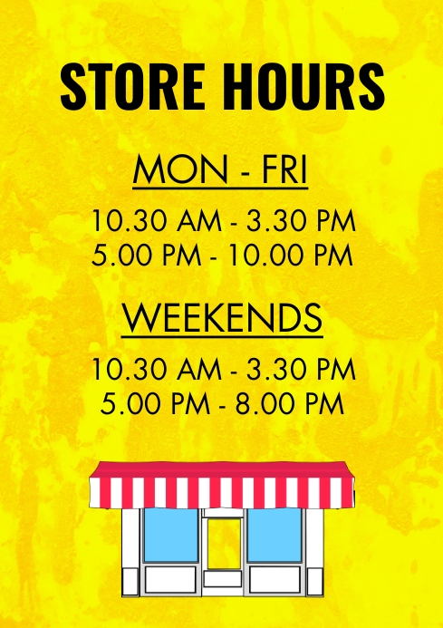Store hours poster Template | PosterMyWall