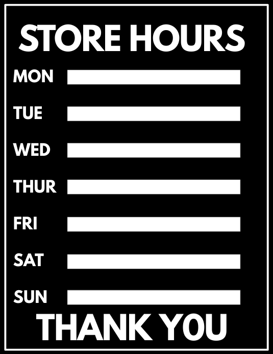 Store Timing Template Simple Store Hours Template | PosterMyWall