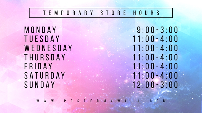 Copy of Store Hours Schedule Business Hours Twitter | PosterMyWall