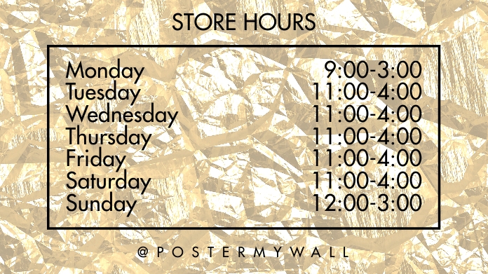 Copy of Store Hours Schedule Business Hours Twitter | PosterMyWall