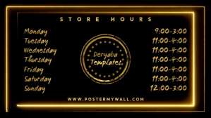 Sort Store Hours Display Ecrã digital Template