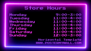 紫色 Store Hours Digitalt display Template