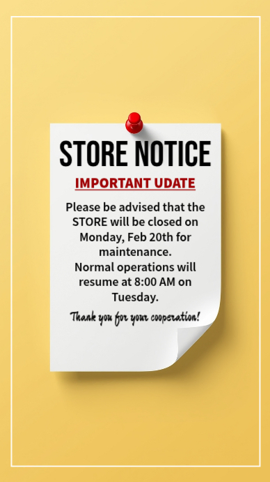 Store Notice Instagram Story Template | PosterMyWall