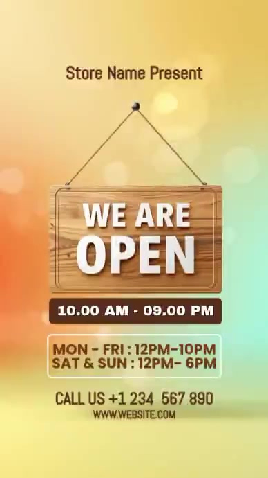 Store Opening Hours Digital Display Video Template | PosterMyWall