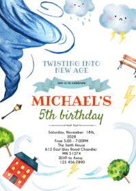 Storm Weather Party Invitation A6 template