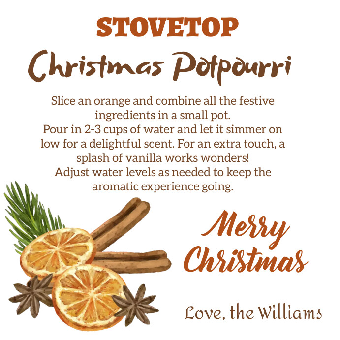 Stovetop Potpourri Christmas Gift Tag Template PosterMyWall stovetop-potpourri-christmas-gift-tag-template-postermywall