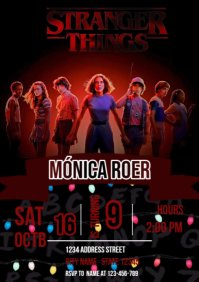 Stranger Things halloween party temple flayer editablet celebration temple invitation Brithday party A4 template