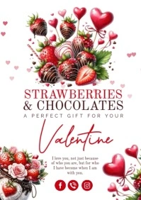 Strawberries and chocolate A4 template