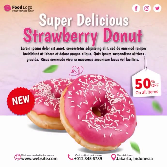 Strawberry Donut Ads Template | PosterMyWall