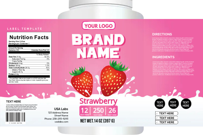 Strawberry Label Template PosterMyWall