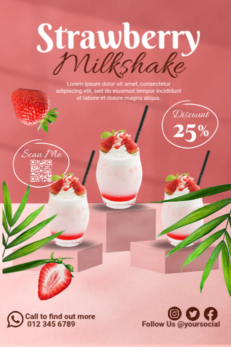 Copy of Strawberry Milkshake Ads | PosterMyWall