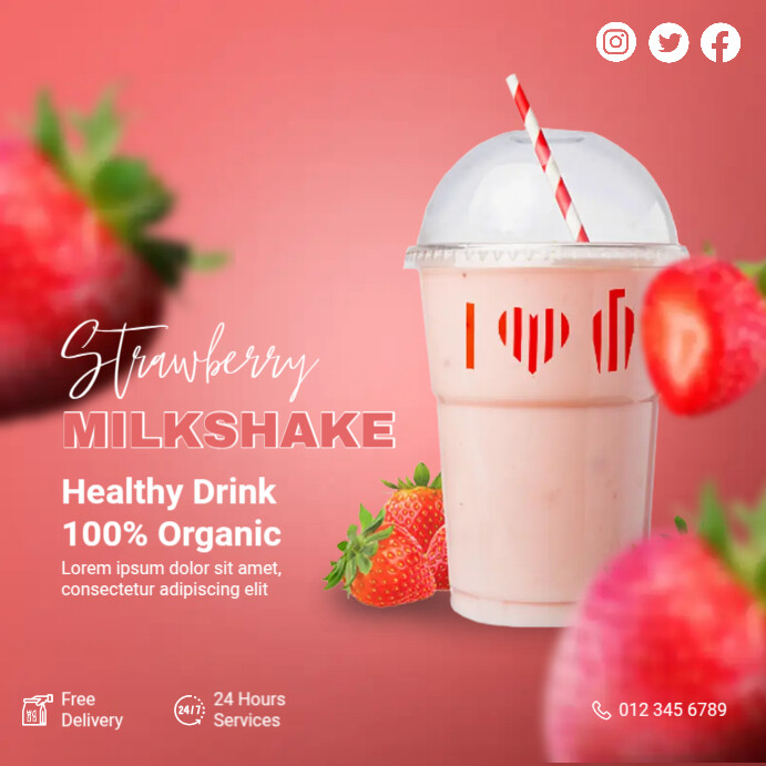 Strawberry Milkshake Template | PosterMyWall
