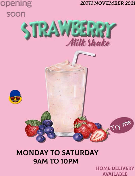 Strawberry milkshake flyer Template | PosterMyWall