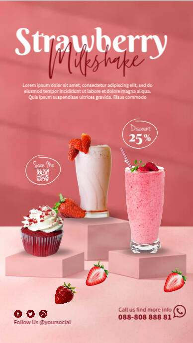 Milkshake Menu Layout Strawberry Milkshake Menu Template | PosterMyWall