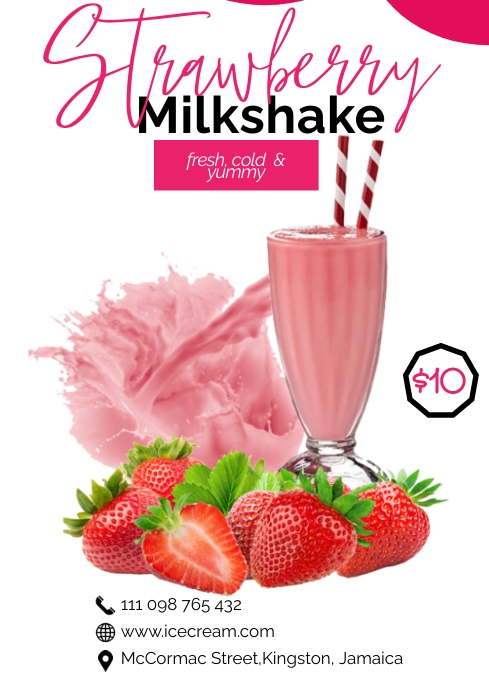 Strawberry milkshake sale-flyer design Template | PosterMyWall