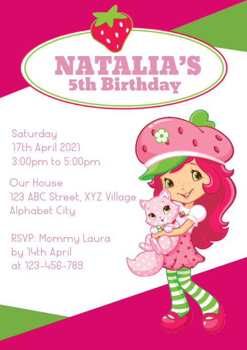 Strawberry Shortcake Birthday Invitation Template | PosterMyWall