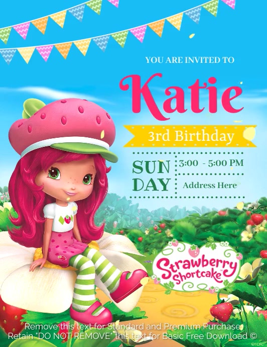 Strawberry Shortcake Birthday Invitation Templates Strawberry