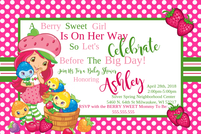 Strawberry Shortcake Invitation Template Postermywall