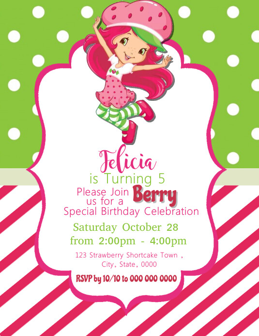 Strawberry Shortcake Invitation Template PosterMyWall