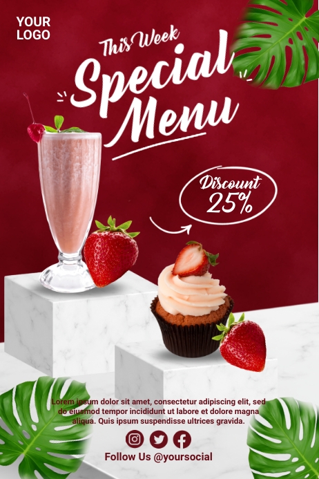 Strawberry Special Menu Template | PosterMyWall