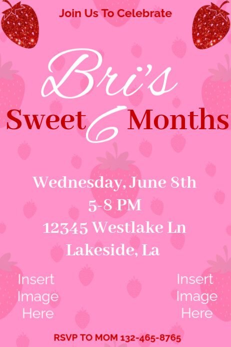 Strawberry Theme Flyer Banner 4' × 6' template