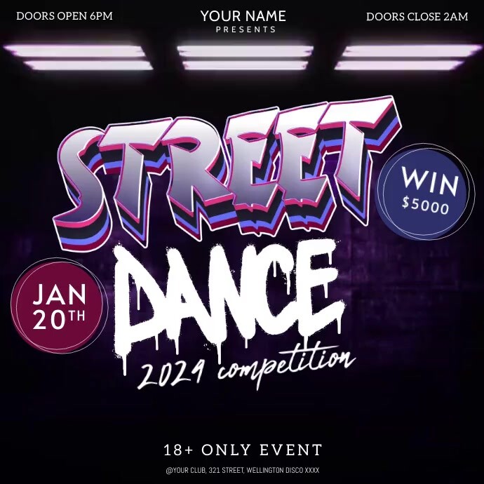 STREET DANCING COMPETITION AD TEMPLATE | PosterMyWall