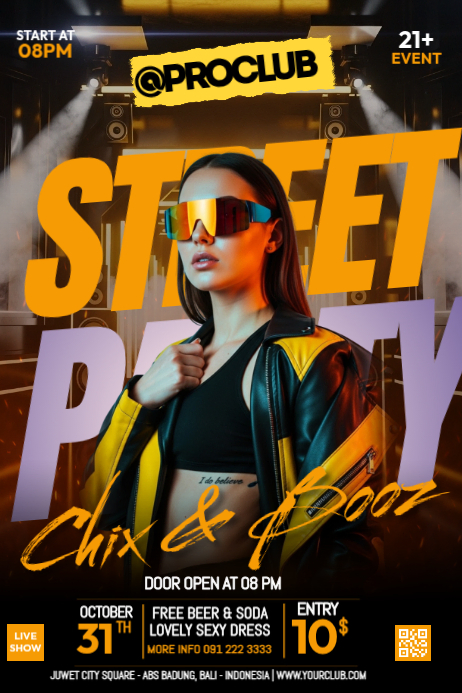 Street Party Live Show at Pro Club Template | PosterMyWall