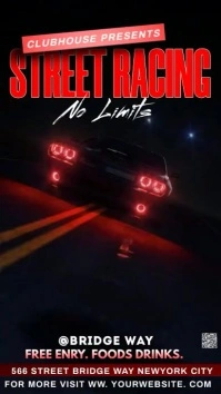 Street racing vedio poster Instagram Reel template