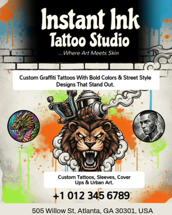 Copy of Street Style Tattoo Studio & Custom Ink Promo Flyer | PosterMyWall