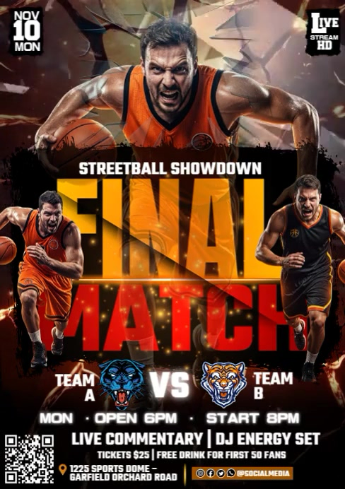 Streetball Showdown Final Match Battle Template | PosterMyWall