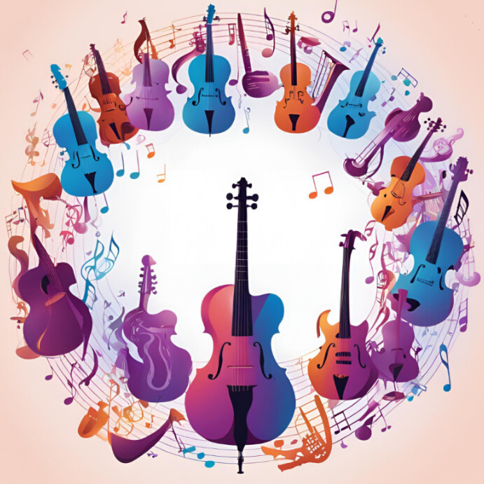 String Musical Instruments Banner Publicação no Instagram template