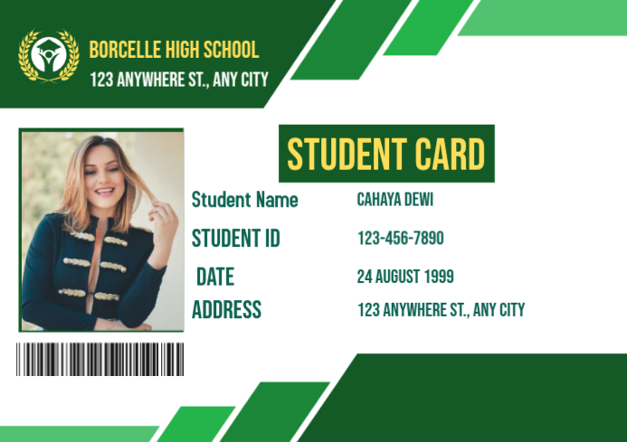 White Student Id Card A4 Template | PosterMyWall