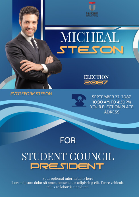 Student Council Election Slideshow Example Student Council Election A4 Templat | PosterMyWall