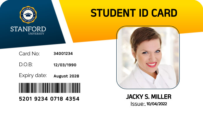 De Modèle de Conception de Carte D'identité D'étudiant de | PosterMyWall
