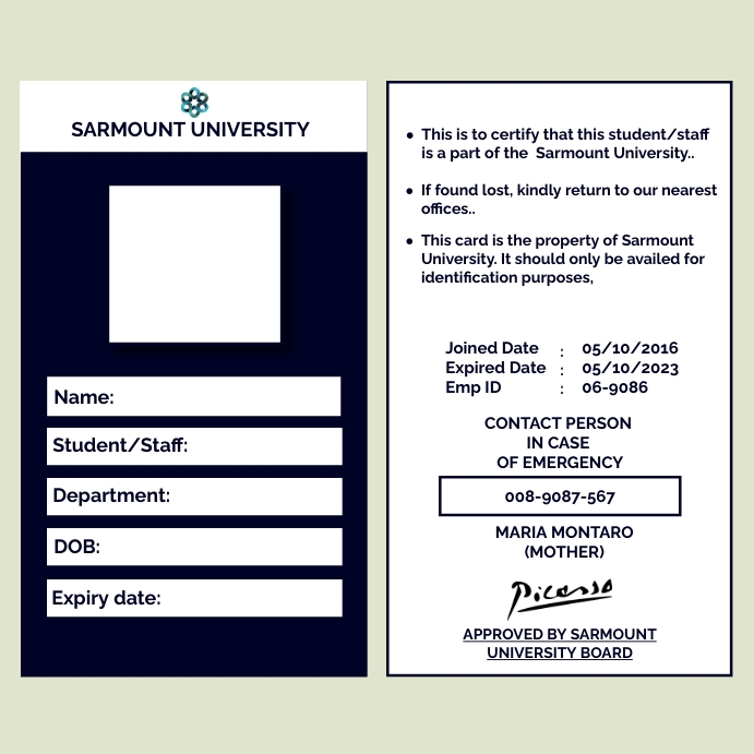 STUDENT ID CARD TEMPLATE | PosterMyWall