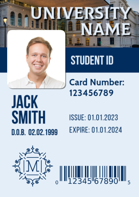 Modèle Student ID Card Template Design Vertical | PosterMyWall
