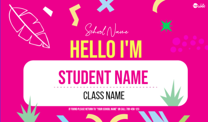 Plantilla de Rosa Student Name Tag Etiquetas | PosterMyWall