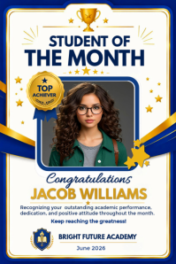 Weiß Student of the Month Plakat Template