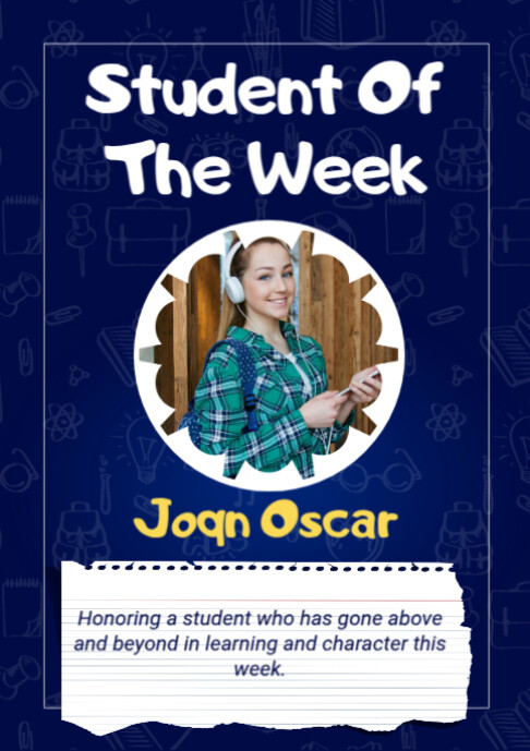 Student of the Week Poster Template – School Recognition Award ...