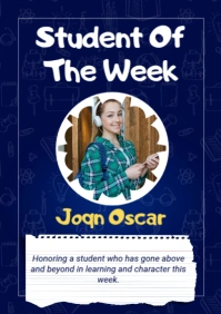 Student of the Week Poster Template – School Recognition Award A2