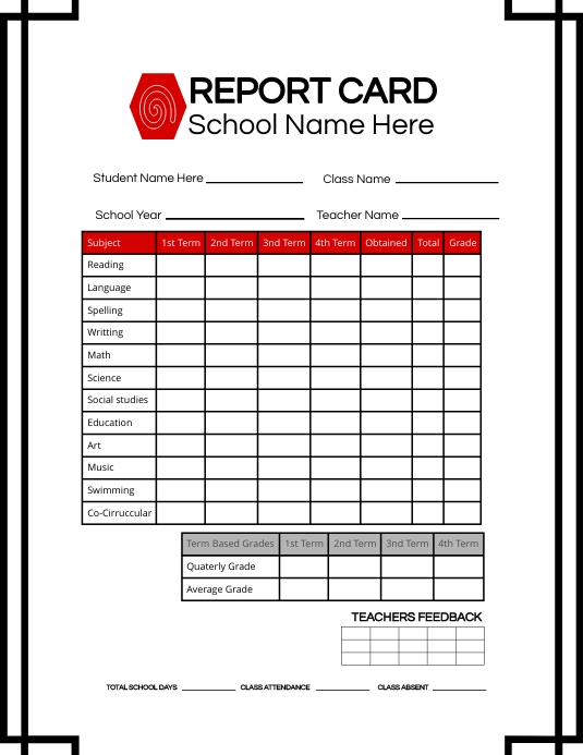 Student Report Card Template | PosterMyWall
