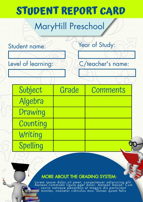 STUDENT REPORT CARD TEMPLATE | PosterMyWall