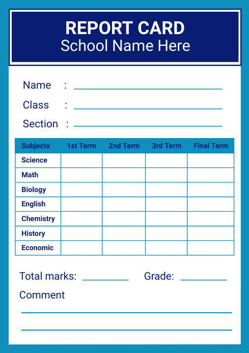 Modèle Student Report Card Template | PosterMyWall
