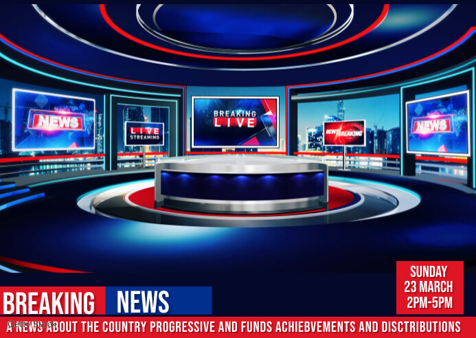 Studio Interior for News Broadcasting, Empty Template | PosterMyWall