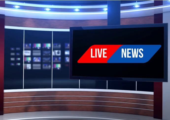 Studio Interior for News Broadcasting, Empty Template | PosterMyWall