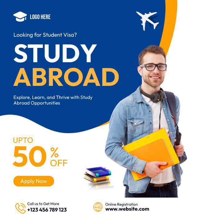 Study Abroad, Student visa Flyer instagram Template | PosterMyWall