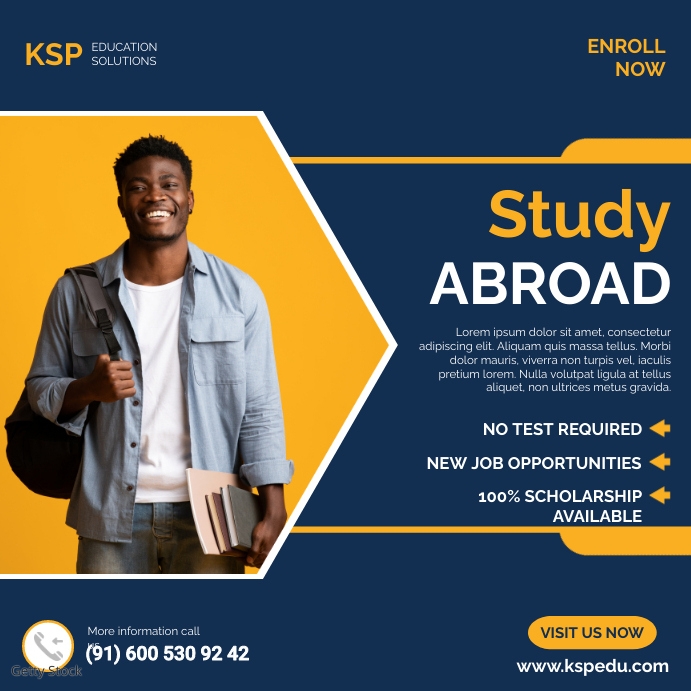 Study Abroad | Abroad Study | Admission Open Template | PosterMyWall