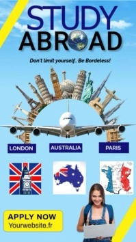 Modern blue Study abroad flyer Instagram Story template