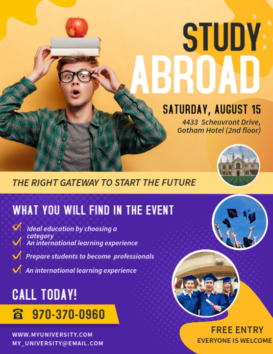 Copia de Study Abroad College Fair Flyer Template PosterMyWall
